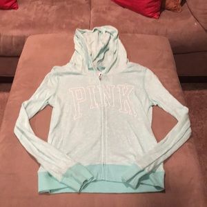 Blue heathered zip up PINK